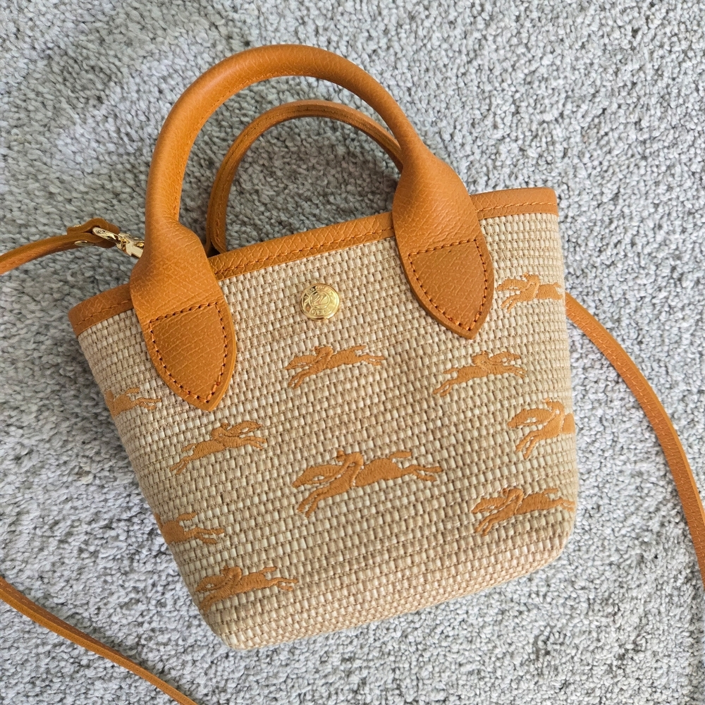 Longchamp Le Panier Pliage XS Crossbody in Apricot